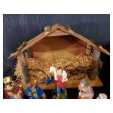 Mid Modern Hand Painted Nativity Set