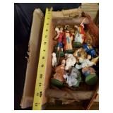 Mid Modern Hand Painted Nativity Set