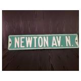 Beautiful Newton Ave. N Mid Century Embossed Street Sign