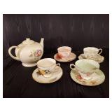 Lot of Mid Century Modern Tea Cups and Tea Pot
