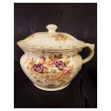 Beautiful Antique Floral Design Chamber Pot and Mid Modern Ceramic Flower Pot
