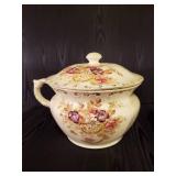 Beautiful Antique Floral Design Chamber Pot and Mid Modern Ceramic Flower Pot