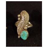 3 Gorgeous Sterling Silver Turqouise rings Size 6, 5, 4