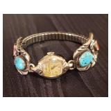 Sterling Silver and Turquoise Watch Band with Bulova Watch