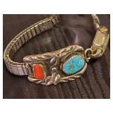 Sterling Silver and Turquoise Watch Band with Bulova Watch