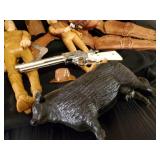 Nice lot of Vintage Toys Bonanza Holster, Johnny West Dolls, Roy Rogers Case repaired and More