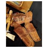 Nice lot of Vintage Toys Bonanza Holster, Johnny West Dolls, Roy Rogers Case repaired and More
