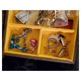 Vintage Jewerly Box With Costume Jewelry