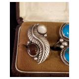 2 Fantastic Sterling Silver Navajo Rings Size 7, 6
