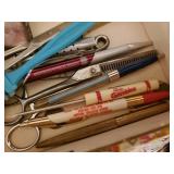 Huge Lot of Misc Vintage Items Hankercheifs, Jewelry Boxes, Polished Rocks, Eye Glasses, Straight Razor, and Much More