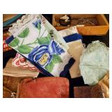 Huge Lot of Misc Vintage Items Hankercheifs, Jewelry Boxes, Polished Rocks, Eye Glasses, Straight Razor, and Much More