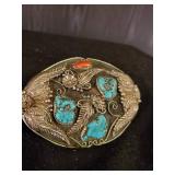 Sterling Silver Turqouise Navajo Belt Buckle  Heavy Duty