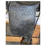 Beautiful N Porter Champion Rider Arizona Tooled Leather Saddle with Saddle Stand and Blanket from Approx. 1920-1930