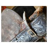 Beautiful N Porter Champion Rider Arizona Tooled Leather Saddle with Saddle Stand and Blanket from Approx. 1920-1930