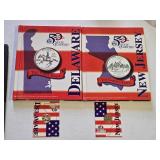 Delaware and New Jersey Quarters with Books