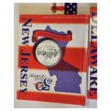 Delaware and New Jersey Quarters with Books