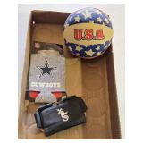 USA Mini Basketball, Dallas Cowboys Can Cooler, and Leather Belt Pouch
