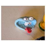 Ceramic Figurines and Decorative Items including Balloon Vendor Figures, Rabbit, and Easter Egg