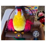 Disney Themed Toys and Accessories including Frozen Artwork, Mickey Mouse Plush Toys, and Water Bottles