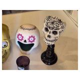 Talking Skull Plaque and Halloween Skull Decorations