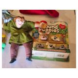 Assorted plush toys and dolls including Pound Puppies, Angry Birds, and more