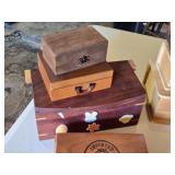 Variety of Wooden and Tin Boxes Including Ashton Cigar Boxes, Decorative Boxes, and Storage Containers