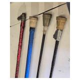 Walking Sticks / Canes with unique handle designs, including gearshift knobs and embellished grips  - heavy and appear homemade