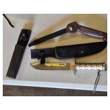 Gordon 8" Hunting Survival Knife and Folding Saw with Sheaths