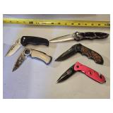 Lot of 5 Folding Knives Including MTech USA Models and Accessories