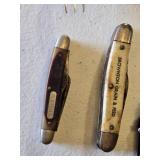 Swiss Army Style Multi-Tool Lot including Vintage Utensil Knife, Multi-Tool Pliers, Old Timer Knife, Brownton Grain & Feed Knife, and Keychain Folding Knife