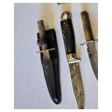 Variety Vintage Knives with Sheaths, Mixed Styles and Conditions - One sheath appears to be handmade