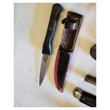 Variety Vintage Knives with Sheaths, Mixed Styles and Conditions - One sheath appears to be handmade