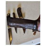 Variety Vintage Knives with Sheaths, Mixed Styles and Conditions - One sheath appears to be handmade