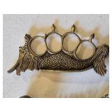 Dragon Design Brass Knuckle Paperweight and Brass Balls