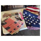 American Flag Items including Window Clings, Decorative Blanket, and Car Decals