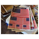 American Flag Items including Window Clings, Decorative Blanket, and Car Decals