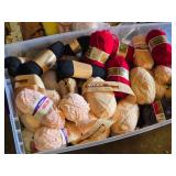 Tote of Yarn including Bernat Wintuk, Red Heart, and More