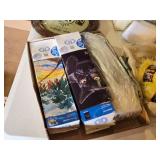 Lot of Craft Supplies including Caron Latch Hook Kit, Embroidery Hoops, and Yarn