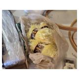 Lot of Craft Supplies including Caron Latch Hook Kit, Embroidery Hoops, and Yarn