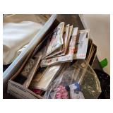 Sewing Supplies and Patterns Lot including Fabrics, Threads, and Embroidery Kits