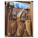 Shoe Care Accessories Lot including Shoe Organizer, Shoe Trees, Heel Plates, and More