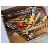 Vintage Kitchen Tools and Accessories including Puritan Grinder, Scale, and Milk Bottle