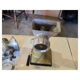 Vintage Kitchen Tools and Accessories including Puritan Grinder, Scale, and Milk Bottle