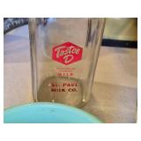 Vintage Kitchen Tools and Accessories including Puritan Grinder, Scale, and Milk Bottle