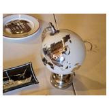 Glass Ash Tray with Ship Design, Small Ash Trays with Globe Motif, and Globe Lamp