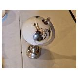 Glass Ash Tray with Ship Design, Small Ash Trays with Globe Motif, and Globe Lamp