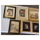 Framed Art and Prints Collection including Vogue Cover, Little Mermaid Artwork, and Cartoon Illustration