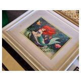 Framed Art and Prints Collection including Vogue Cover, Little Mermaid Artwork, and Cartoon Illustration