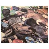 Framed Animal Collage Art Print and Eiffel Tower Photo