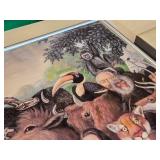 Framed Animal Collage Art Print and Eiffel Tower Photo